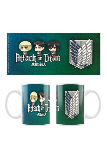 Attack on Titan Ceramic Mug Eren, Mikasa & Armin Chibi Style