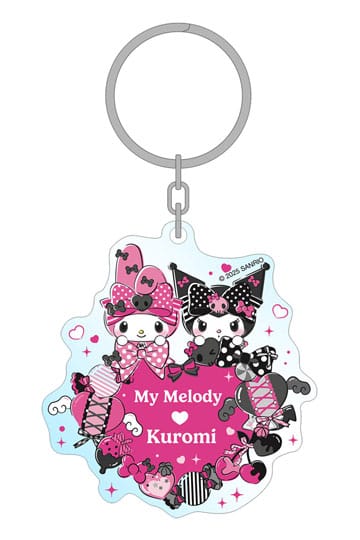 Sanrio Pembe Siyah Parti Serisi Akrilik Anahtarlık My Melody & Kuromi 7 cm