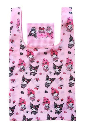 Borsa tote Sanrio rosa nera serie Party Kuromi e My Melody pieghevole
