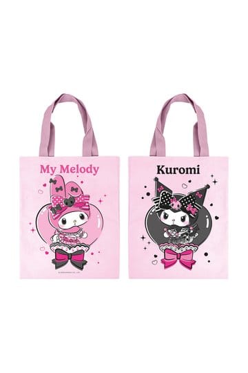 Borsa tote Sanrio rosa nera serie Party My Melody e Kuromi