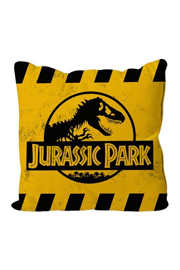 Jurassic Park Cushion Caution Yellow Logo 40 x 40 cm