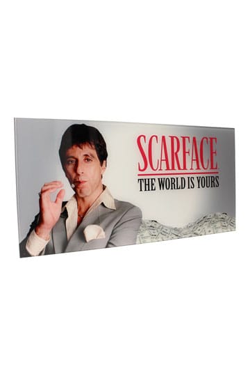 Póster de Cristal "Scarface" El mundo es tuyo (fondo gris) 60 x 30 cm