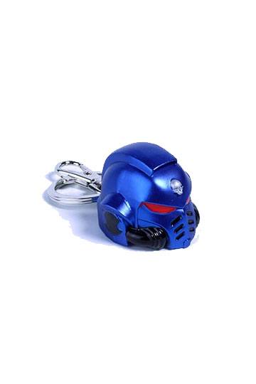 Warhammer 40k Metal Keychain Space Marine Primaris Helmet Ultramarine