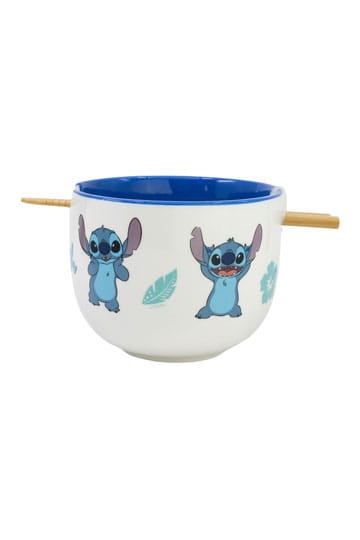 Tazón de ramen lilo y puntada con palillos