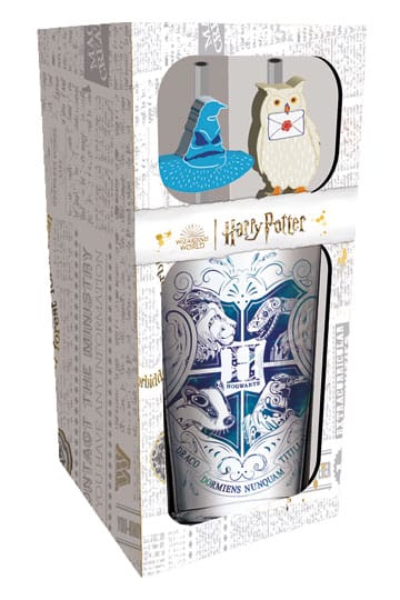 Harry Potter Glass Tumbler med sugrör Hogwarts 485 ml