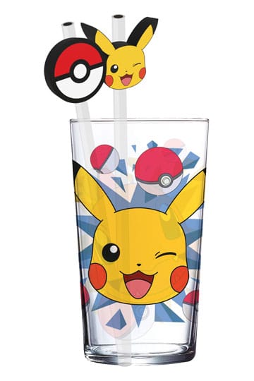 Pokémon Glass Tumbler with Straws Pikachu 485 ml