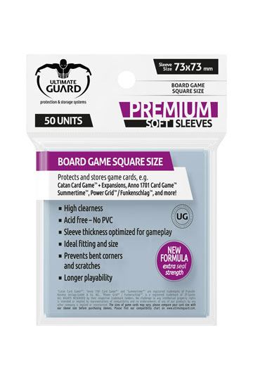 Manches souples Ultimate Guard Premium pour les cartes de jeu du conseil d'administration (50)