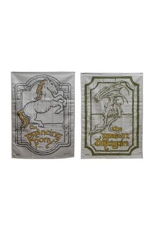 Herr der Ringe Geschirrtuch 2er-Pack, grüner Drache und tänzelndes Pony, 69 cm