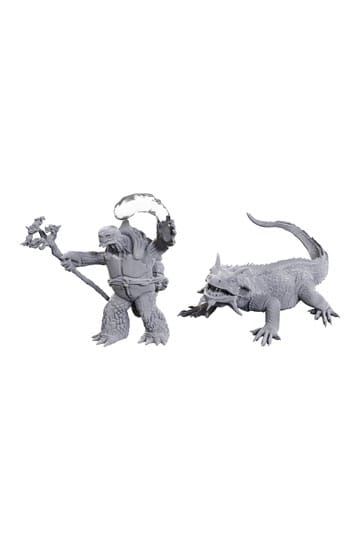 D&amp;D Nolzur's Marvelous Miniatures Ongeverfde Miniaturen Schildpad Druid &amp; Wild Vorm Reuzenhagedis