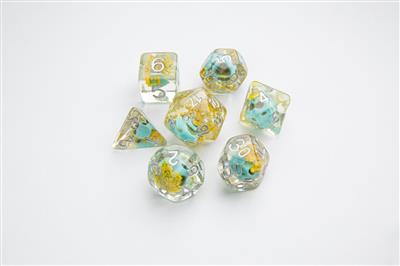 Terning omfavnet grønn hodeskalle RPG DICE SET 7 stk