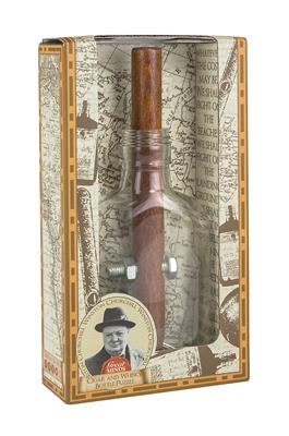 Great Minds Churchills cigar and whisky bottle