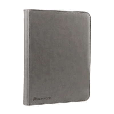 Toploader Binder zippé de gris de 9 poches