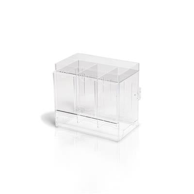 Dispenser per confezioni a 3 slot con custodia in acrilico