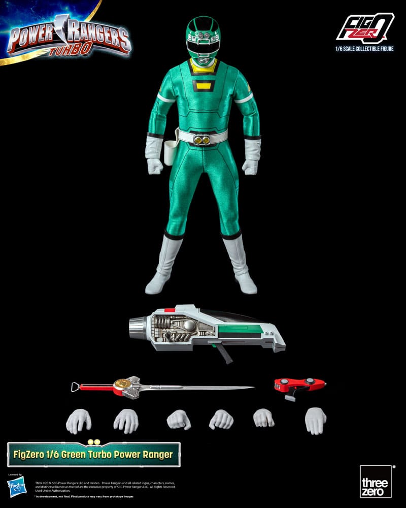 Power Rangers Turbo FigZero Actie Afbeelding 1/6 Green Turbo Power Ranger 30 cm
