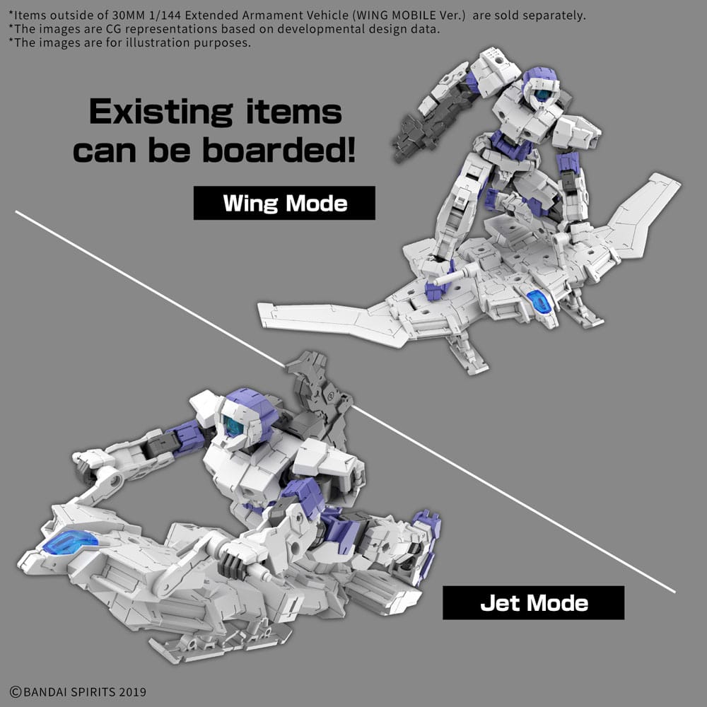 Gundam 30MM Plastic Model Kit 1/144 Extended Armament Vehicle (Wing Mobile Ver.)