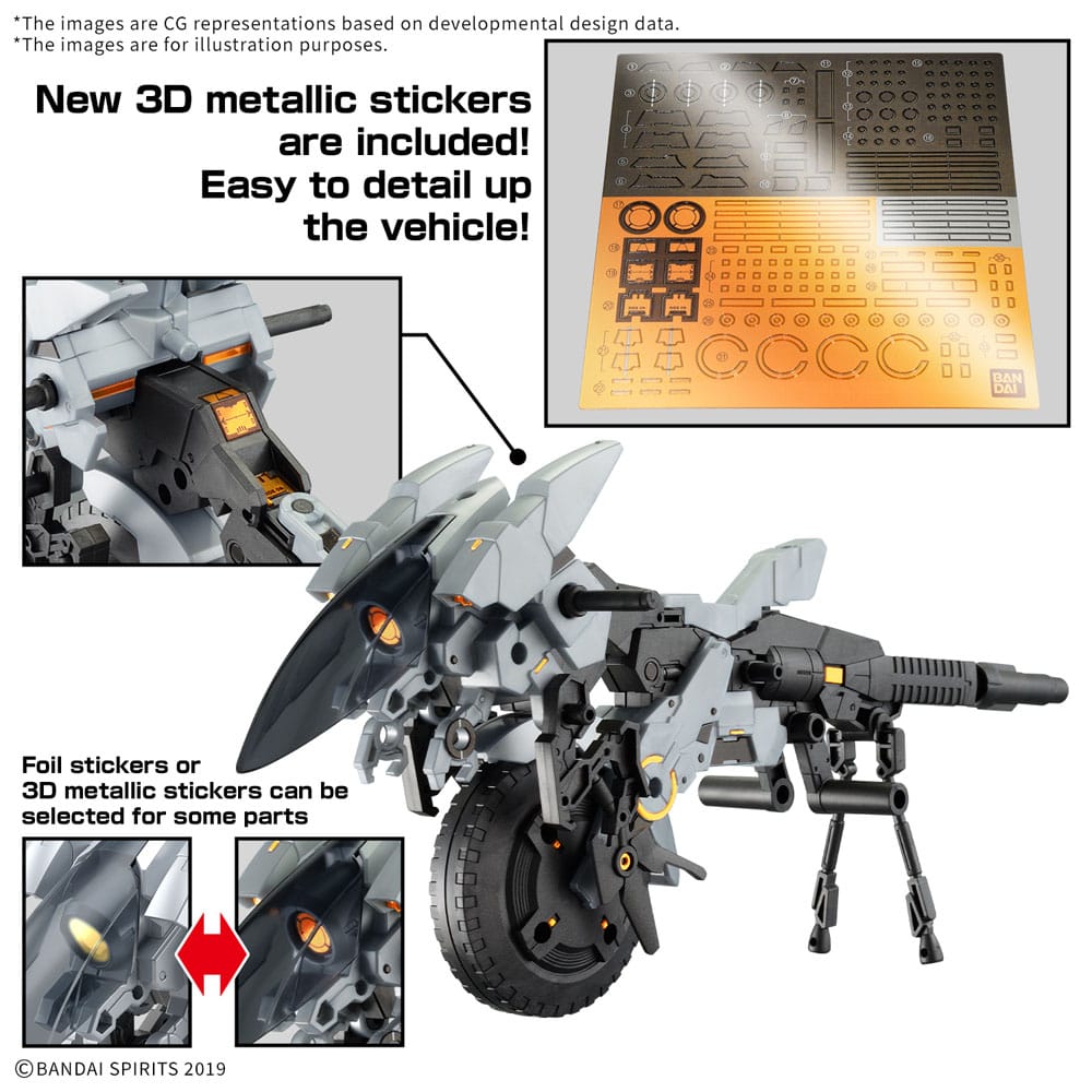 Gundam 30MM Plastic Model Kit 1/144 Extended Armament Vehicle (Metal Cannon Bike Ver.)