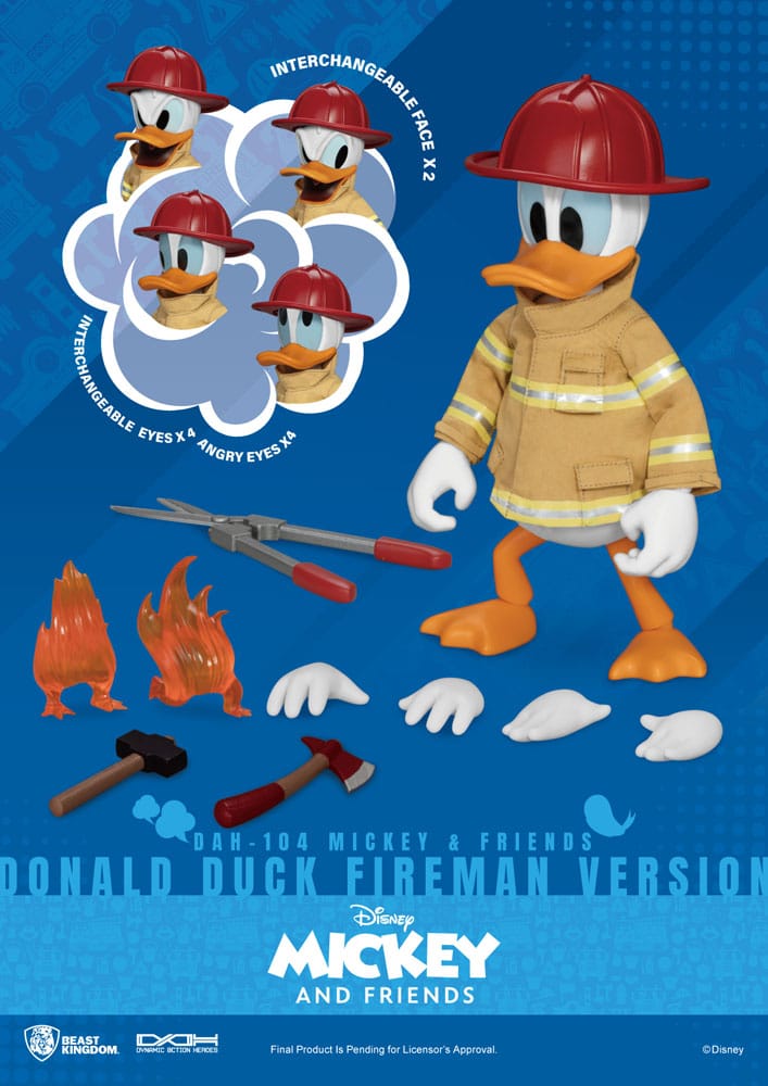 Mickey & Friends Dinamik 8 Kontrat Kahramanları Aksiyon Şekil 1/9 Donald Duck İtfaiyeci Ver. 24 cm