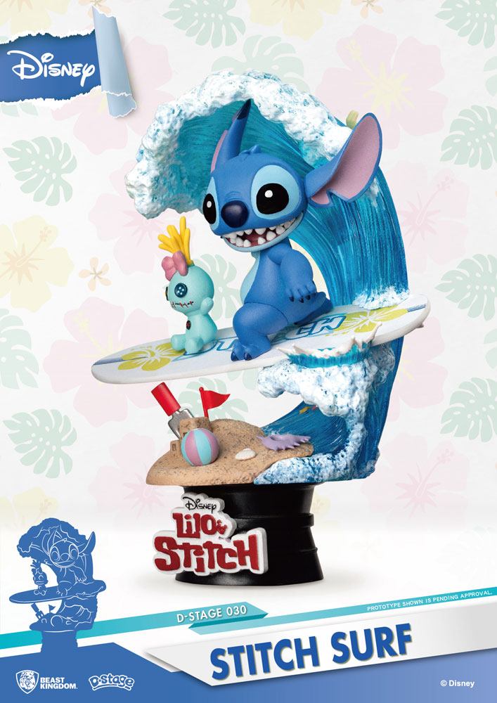 Disney Summer Serisi D-A-Stage PVC Diorama Stitch Surf 15 cm