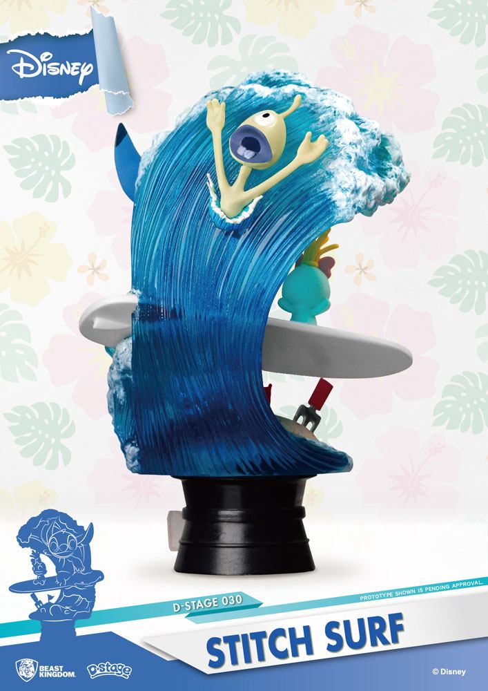Disney Summer Serisi D-A-Stage PVC Diorama Stitch Surf 15 cm
