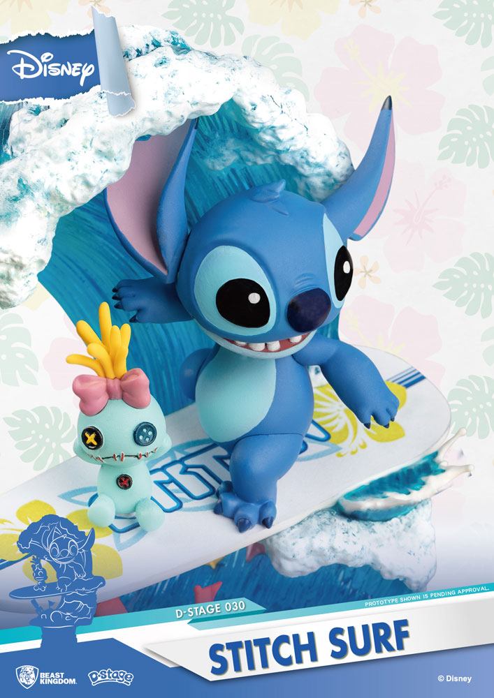 Disney Summer Serisi D-A-Stage PVC Diorama Stitch Surf 15 cm