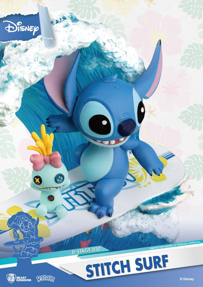 Disney Summer Serisi D-A-Stage PVC Diorama Stitch Surf 15 cm