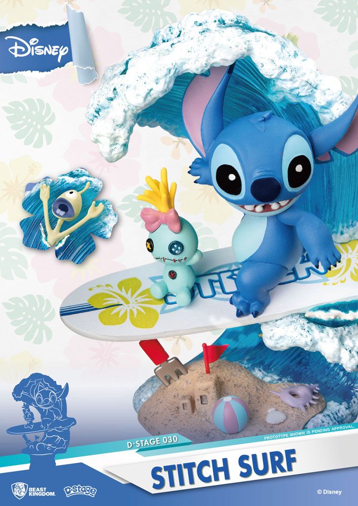 Disney Summer Serisi D-A-Stage PVC Diorama Stitch Surf 15 cm