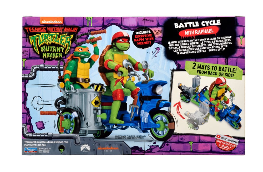 Teenage Mutant Ninja Turtles: Mutant Mayhem Action Figur Raphael & Scooter med sidevogn 11 cm