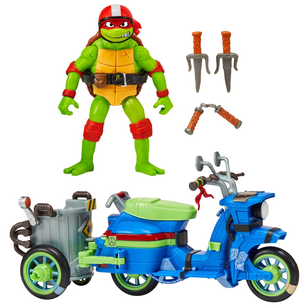 Teenage Mutant Ninja Turtles: Mutant Mayhem Action Figur Raphael & Scooter med sidevogn 11 cm
