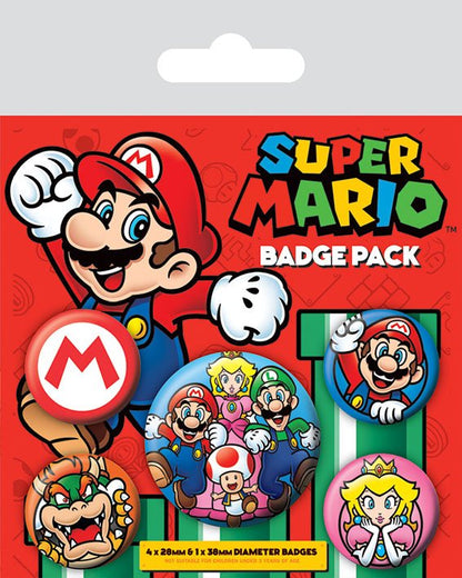 Super Mario Pin-Back-knapper 5-pack