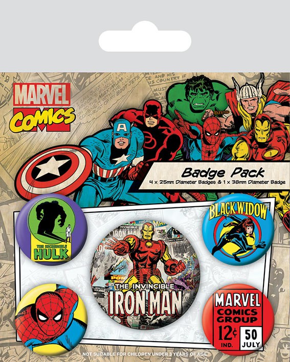 Marvel Comics Pin-Back Buttons 5 Pack Iron Man