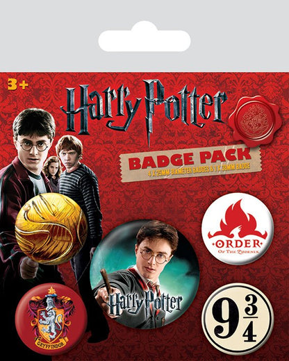 Pulsini con pin-back di Harry Potter Grifondoro da 5 pacchetti