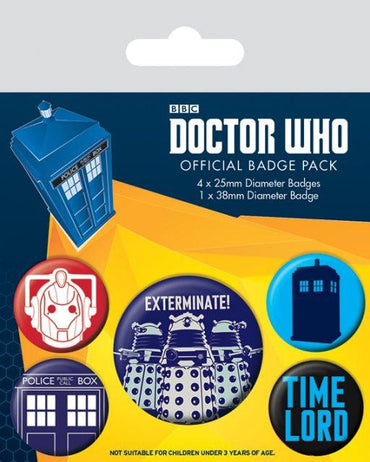 Doctor Who Pin-Back Buttons 5 pack exterminate