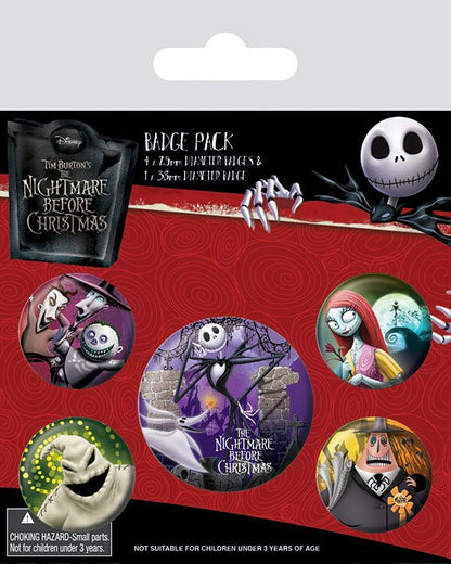 Albtraum vor Weihnachten Pin-Back-Tasten 5-Pack-Charaktere