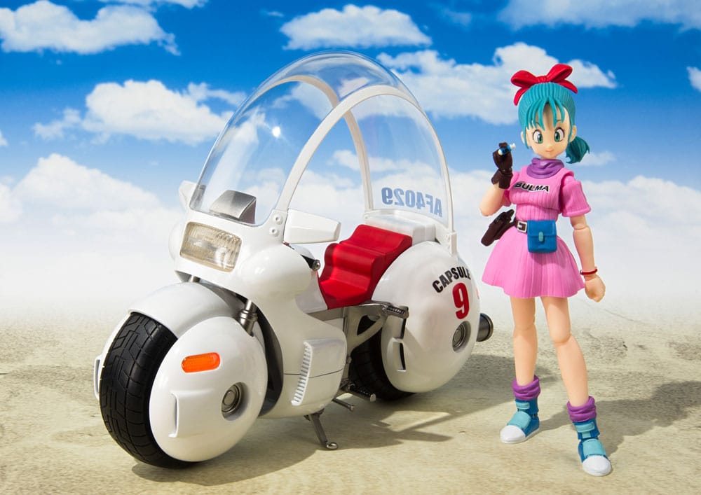 Dragon Ball S.H. Figuarts Voertuig met figuur Bulma's motorfiets Hoipoi Capsule nr. 9 17 cm