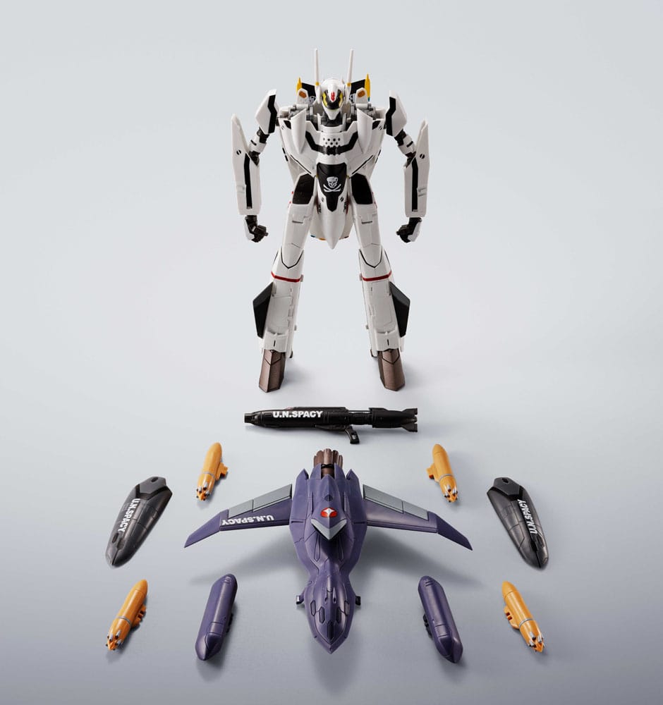 Macross 7 Hi-Metal R Action Figur VF-0S Phoenix (Roy Focker Use) & QF-2200D-B Ghost Set 14 cm