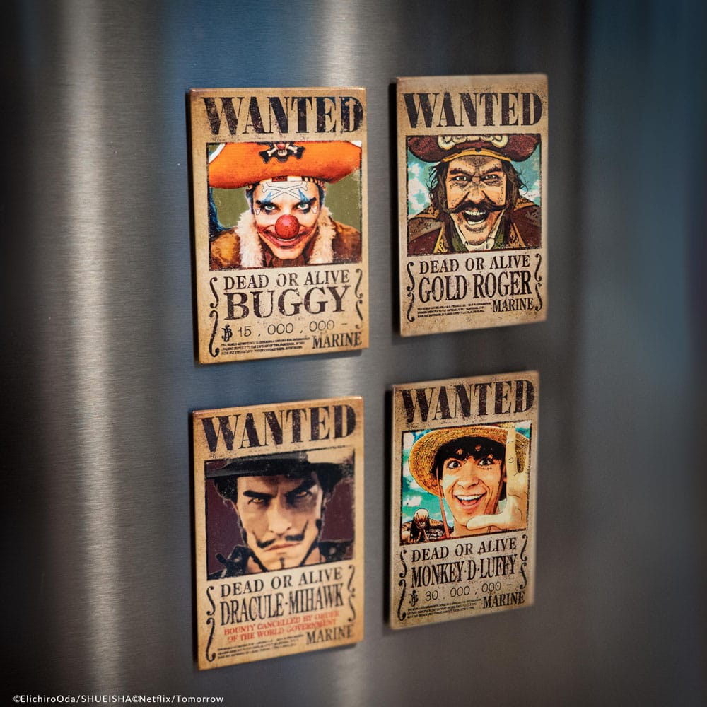 One Piece Fridge Magnet 4-Pack Wanted