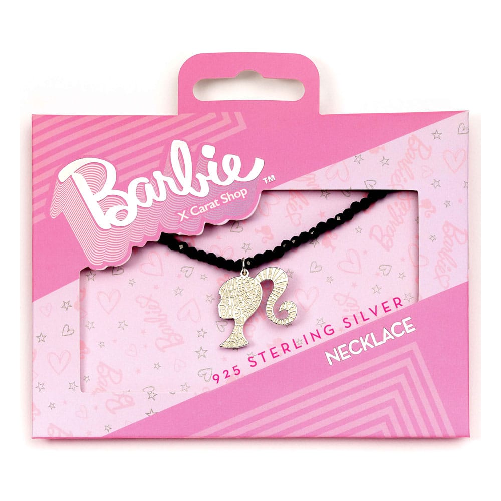 Barbie Pendant & Necklace Silhouette on Black Onyx Bead (Sterling Silver)