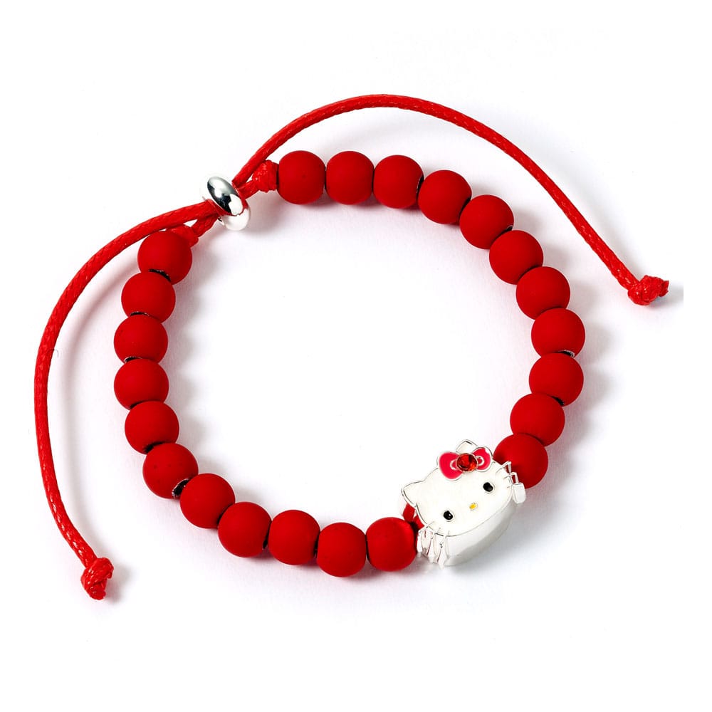 Hello Kitty Armband rote Perlen mit Hello Kitty Charm 21 cm