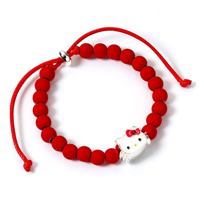 Hello Kitty Armband rote Perlen mit Hello Kitty Charm 21 cm