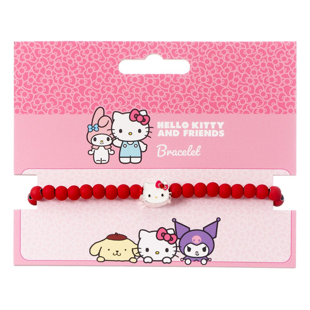 Hello Kitty Armband rote Perlen mit Hello Kitty Charm 21 cm
