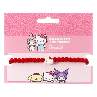 Hello Kitty Armband rote Perlen mit Hello Kitty Charm 21 cm