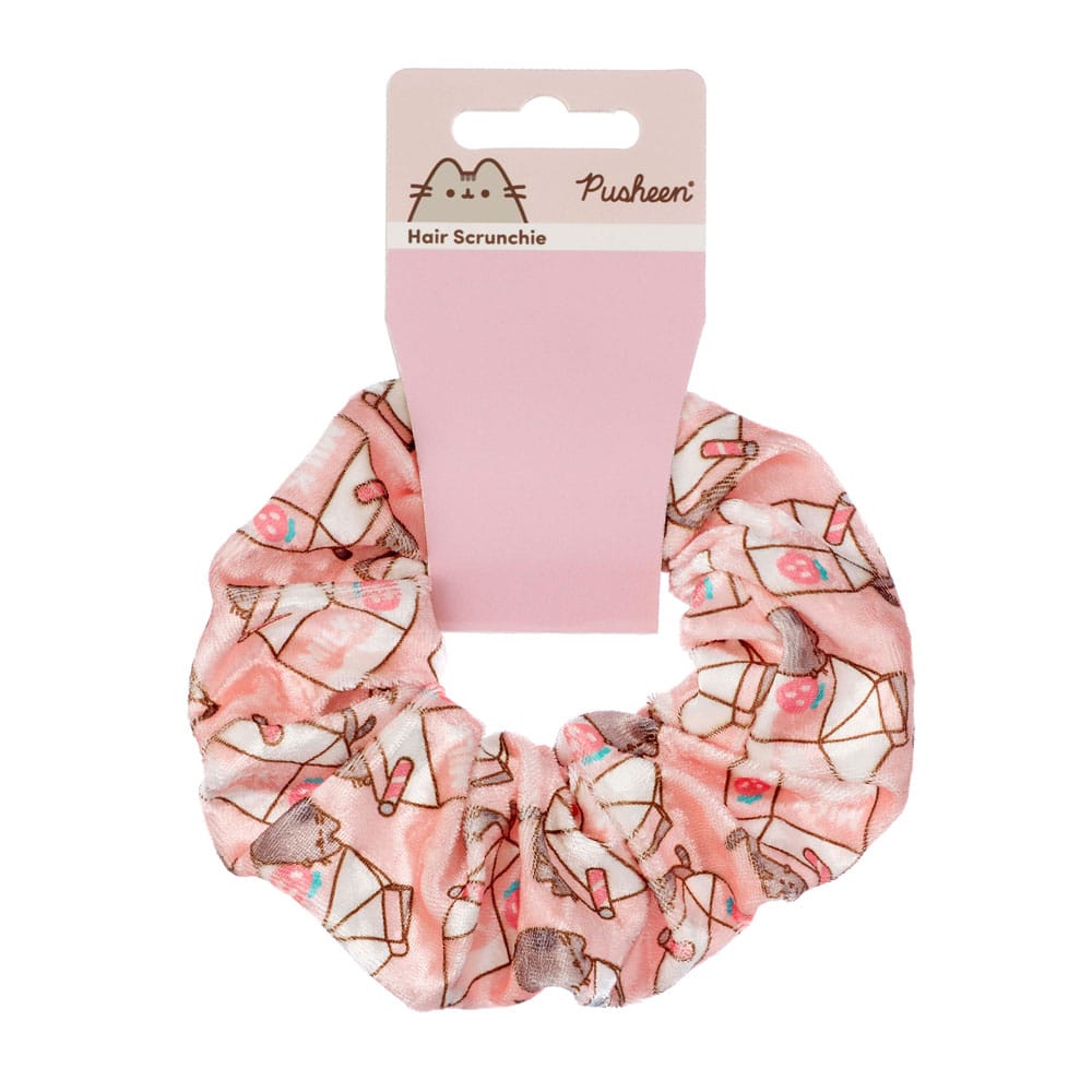 Pushen Hair Scrunchie Pink Strawberry Milk Carton