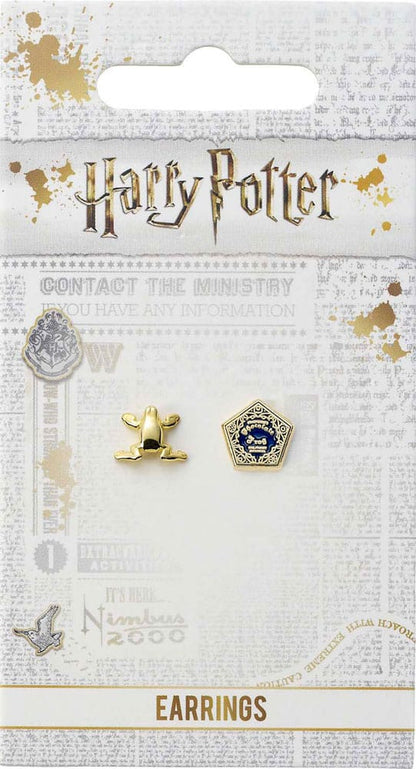 Harry Potter Earrings Chocolate Frog & Box (Gold plated)