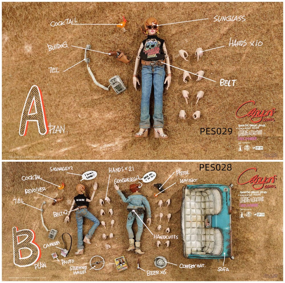 Death Gas Station Series Action Figures Canyon Sisters: Mrs. T & Ms. L 15 cm