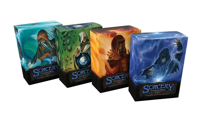 Sorcery: Contested Realm TCG Edición Beta Exhibición de mazos Elemental Precon (4) inglés