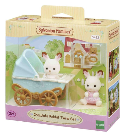 Sylvanian Families: Chocolate Rabbit Twins mit Kinderwagen-Set
