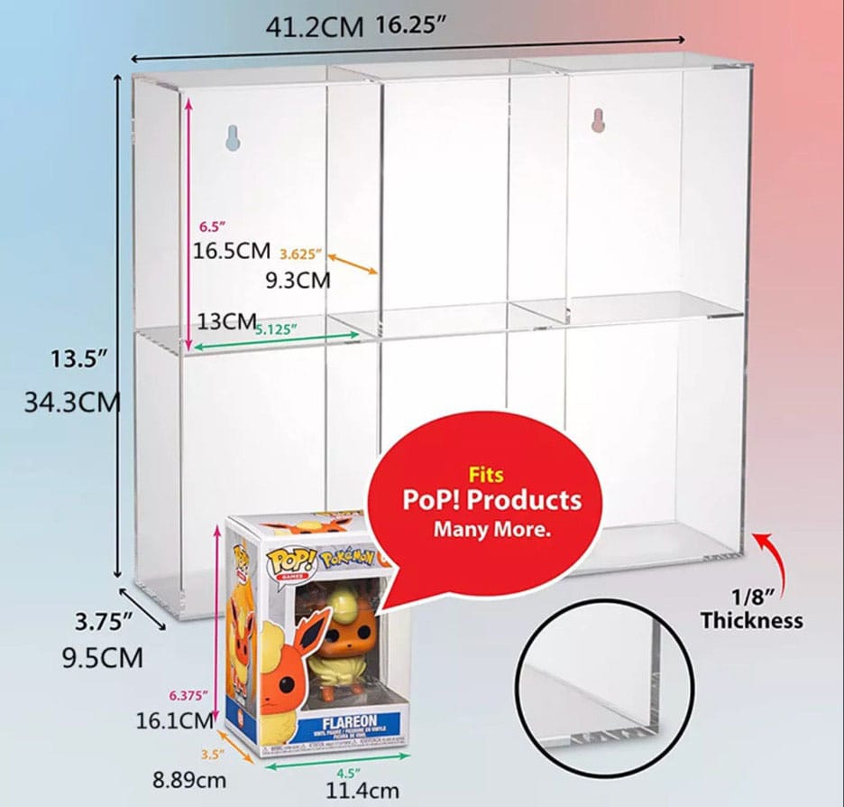 Vetrina espositiva in acrilico Evoretro per 6 Funko Pops