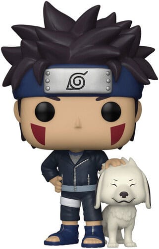 Naruto Pop! Figura di vinile di animazione kiba con akamaru 9 cm