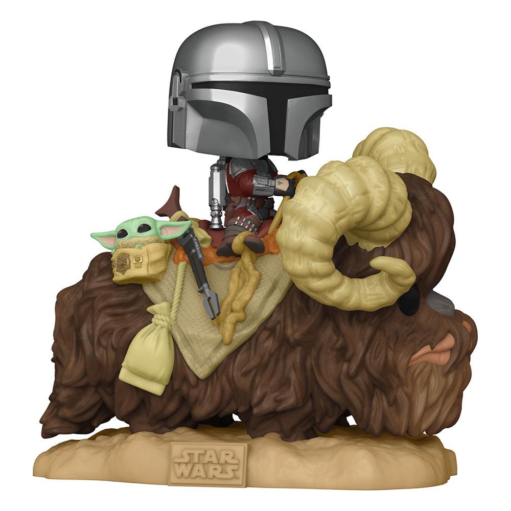 Star Wars The Mandalorian POP! Deluxe vinylfigur The Mandalorian på Wantha with Child in Bag 9 cm