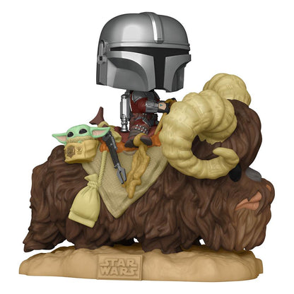 Star Wars The Mandalorian POP! Deluxe vinylfigur The Mandalorian på Wantha with Child in Bag 9 cm